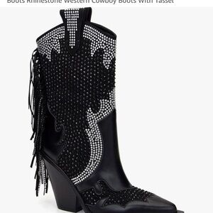 Black Rhinestone Western Cowboy Boots